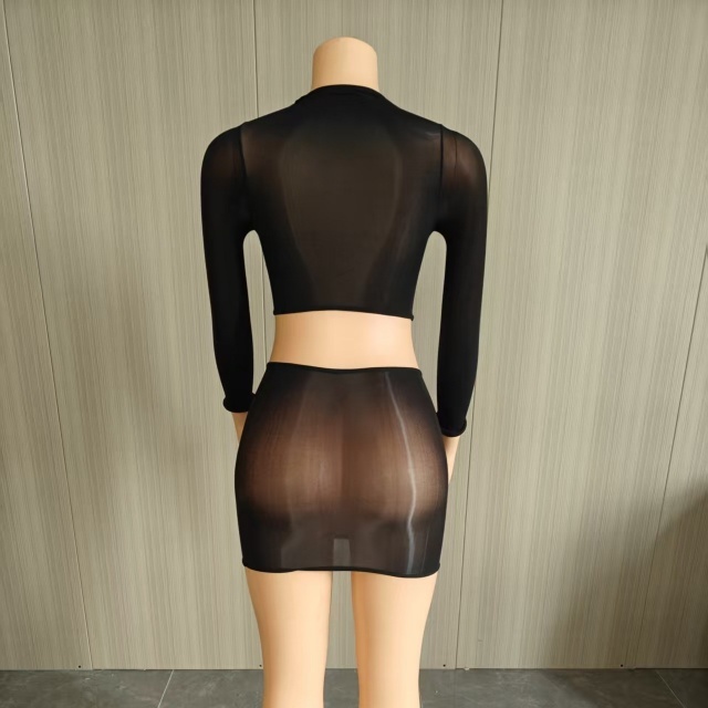 Night Out Sheer Mesh Lingerie Skirt Set