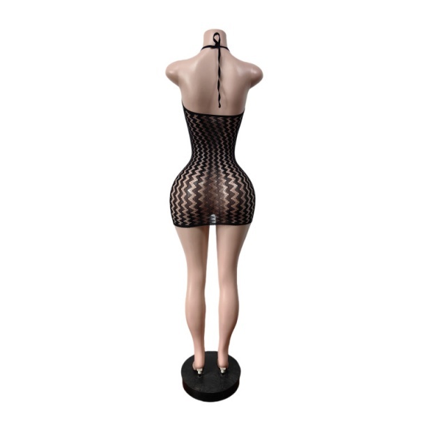 See Through Lace Halter Neck Lingerie Dress