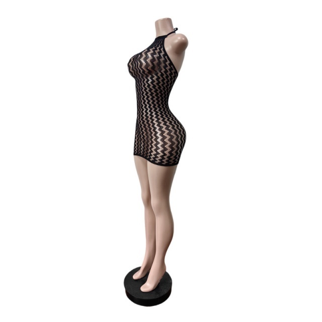 See Through Lace Halter Neck Lingerie Dress