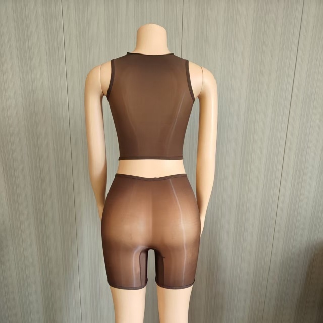 Sleeveless Tank Top See Through Lingerie Short Set