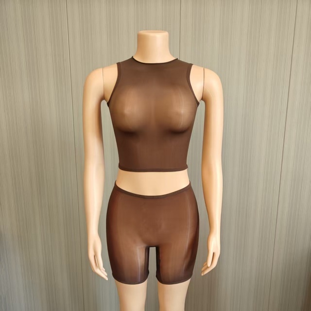 Sleeveless Tank Top See Through Lingerie Short Set