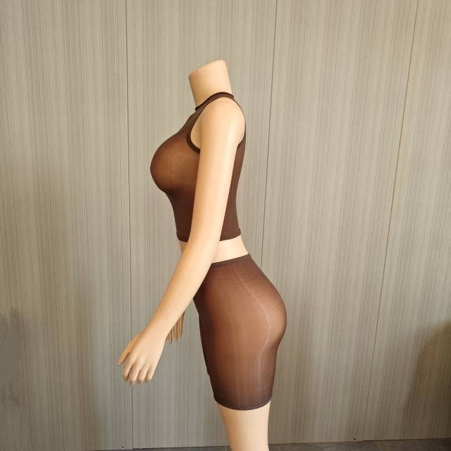 Sleeveless Tank Top See Through Lingerie Short Set