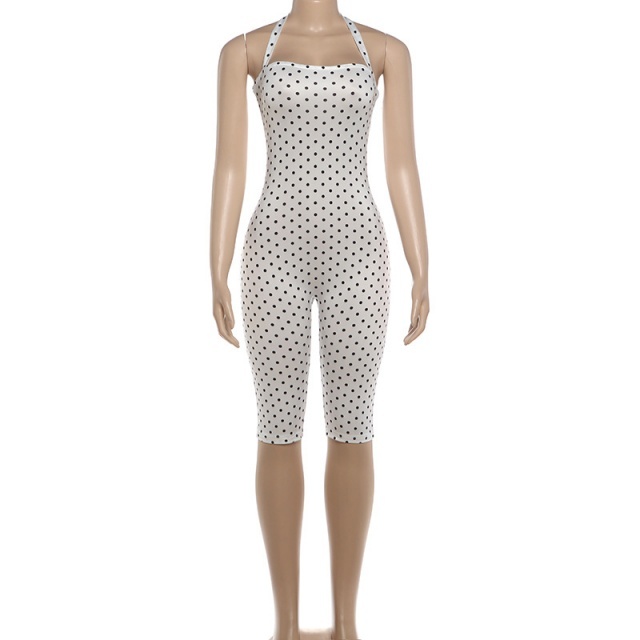 Dots Printed Halter Slim Fitted Romper