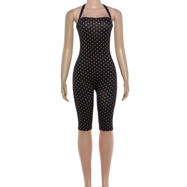 Dots Printed Halter Slim Fitted Romper