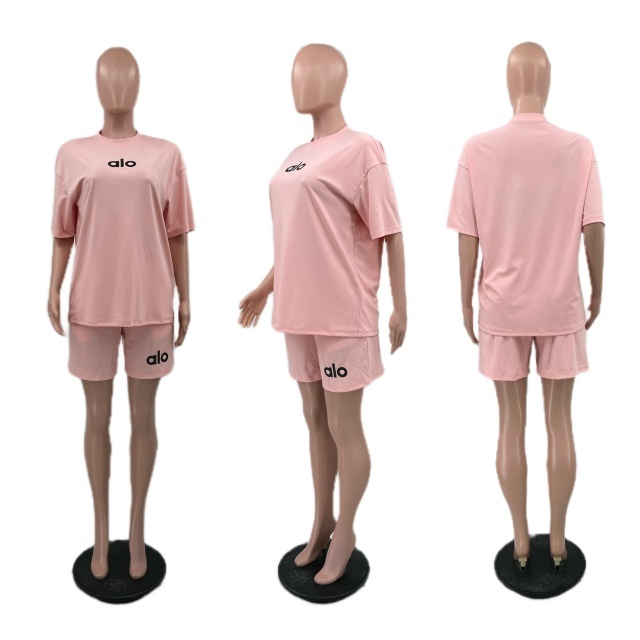 Fashion Letter Print Casual Short Set