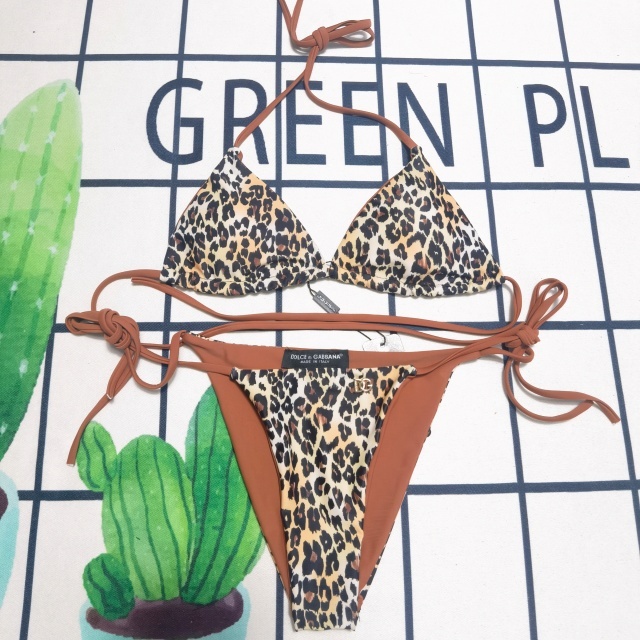 Leopard Print Women Strappy Bikini Set