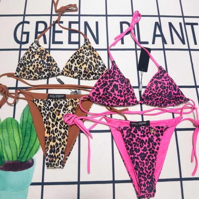 Leopard Print Women Strappy Bikini Set