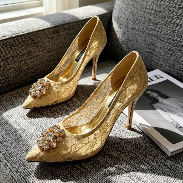 Luxury Gemstone Lace High Heeled Sandals