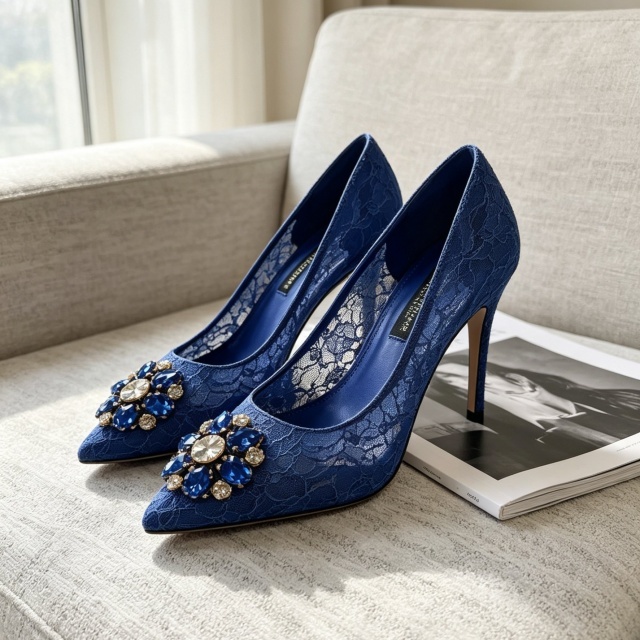 Luxury Gemstone Lace High Heeled Sandals