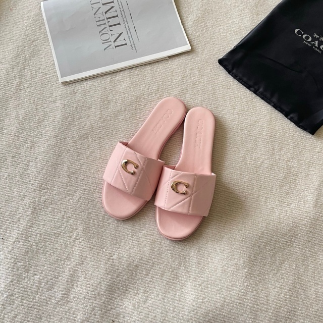 Metal Logo Leather Fashion Flat Slides