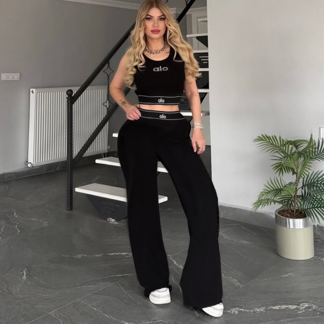Rhinestones Casual Sport Tracksuit Set