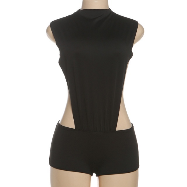 Solid Color Split Out Slim Fit Romper