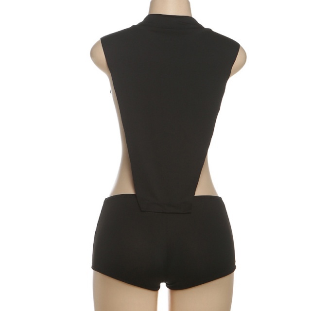 Solid Color Split Out Slim Fit Romper