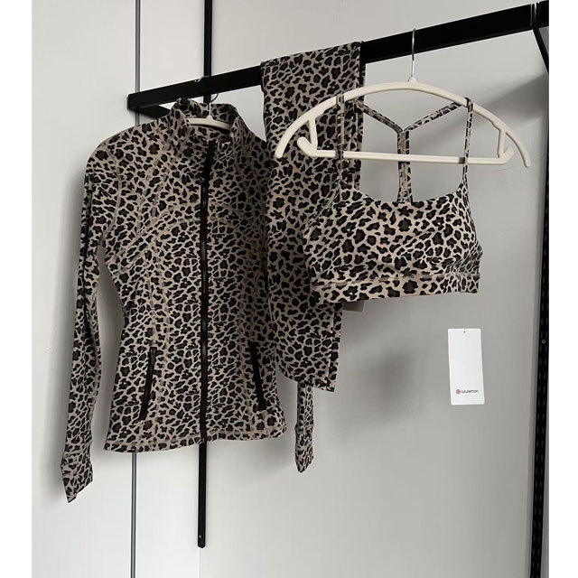 Leopard Print 3 Piece Yoga Tracksuit Set