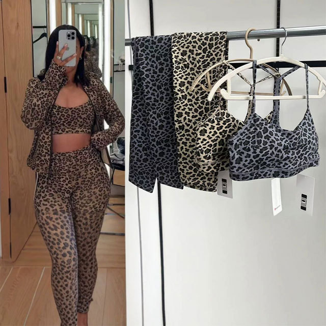 Leopard Print 3 Piece Yoga Tracksuit Set