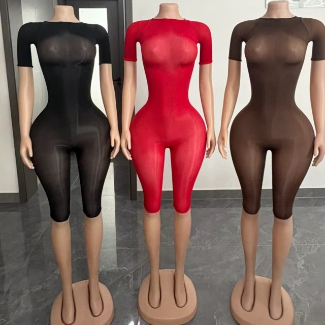 Short Sleeve See Through Lingerie Romper
