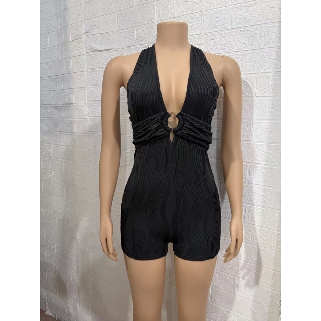 Halter Deep V Neck Slim Fitted Romper