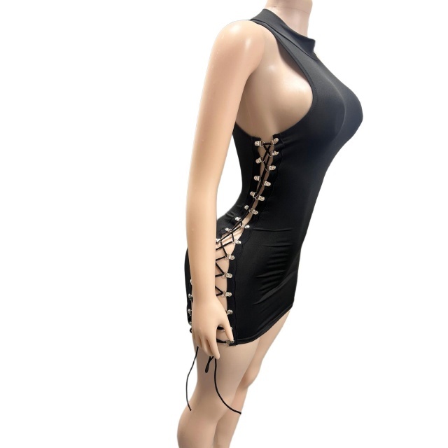 Hollow Out Laced-up Tight Mini Dress
