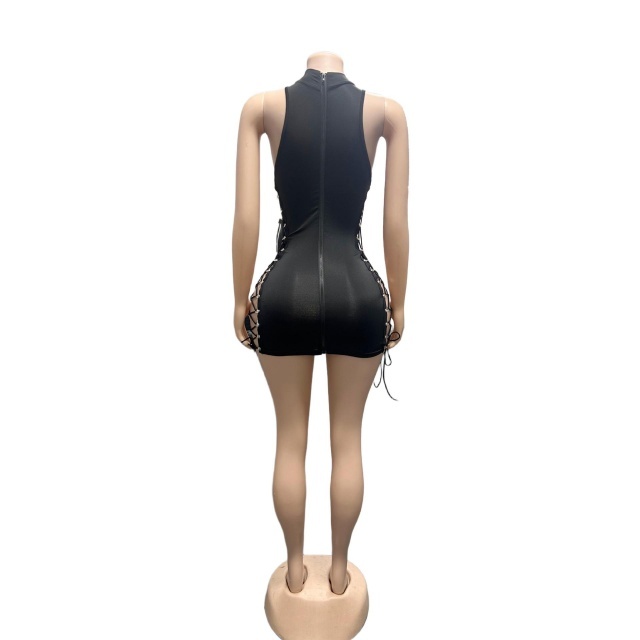 Hollow Out Laced-up Tight Mini Dress