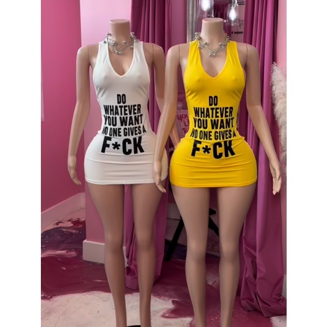 Letters Printed Slim Fit Tank Dress