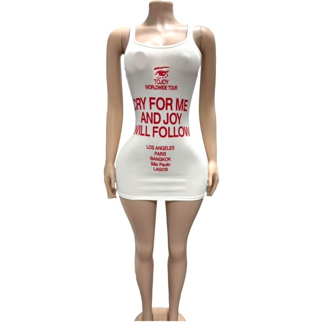 Letters Printed Slim Fit Tank Dress