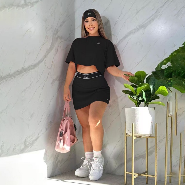 Fashion Embroidery Casual Sport Mini Skirt Set