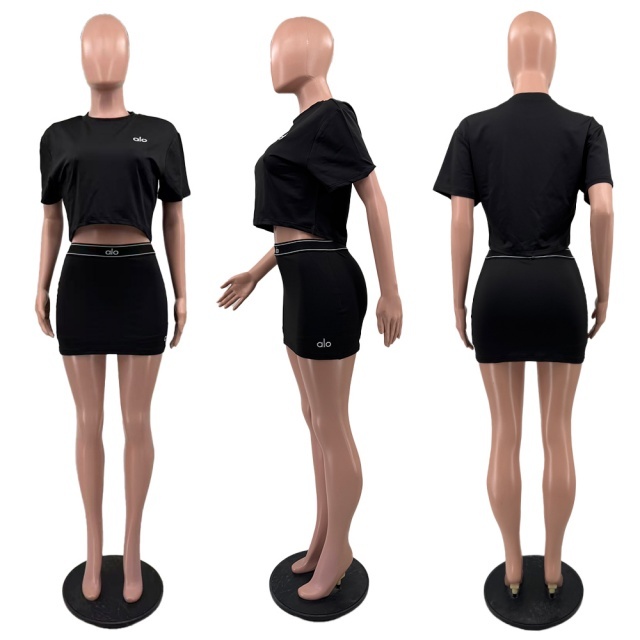Fashion Embroidery Casual Sport Mini Skirt Set