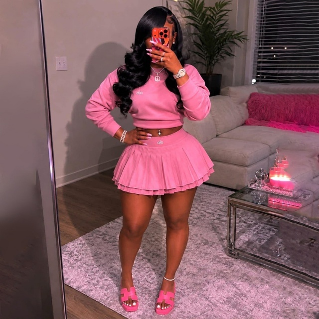 Fashion Sport Pleated Skirt Set