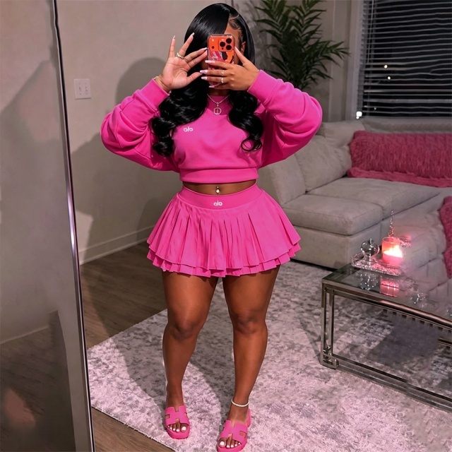 Fashion Sport Pleated Skirt Set
