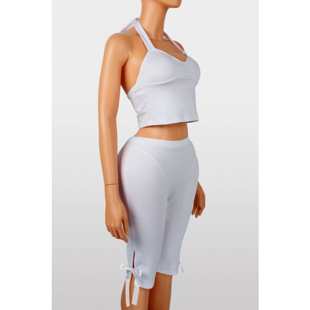Halter Neck Crop Top Slim Fitted Cropped Pant Set