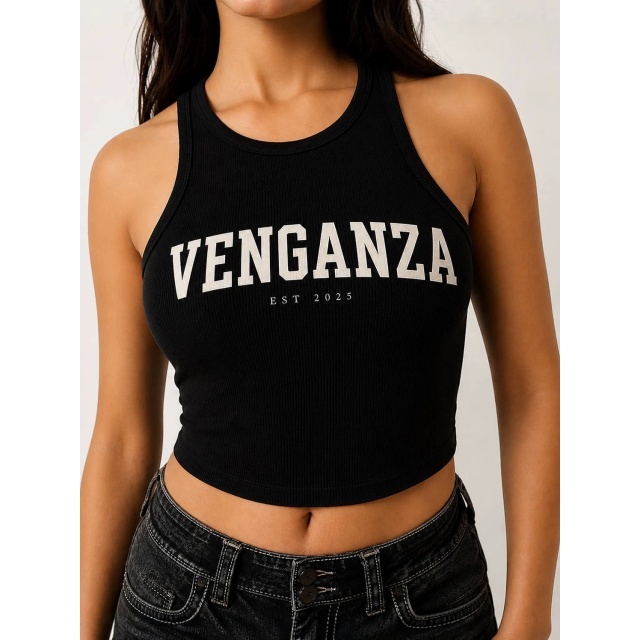 Letters Printed Cropped Tank Top