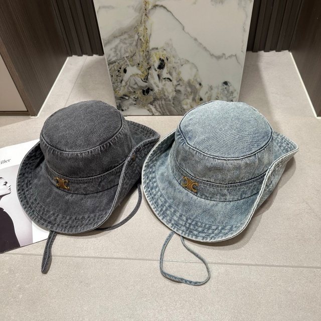 Metal Logo Denim Bucket Hats