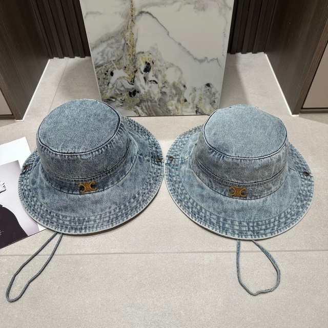 Metal Logo Denim Bucket Hats