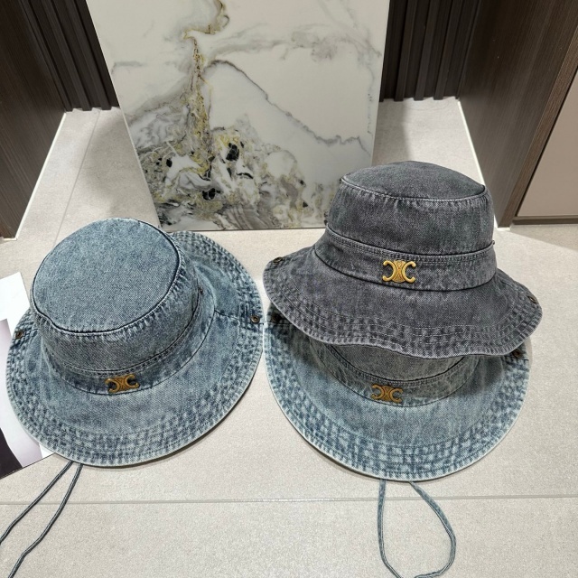Metal Logo Denim Bucket Hats
