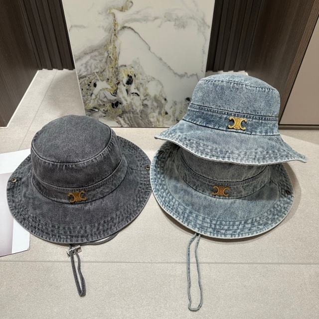 Metal Logo Denim Bucket Hats