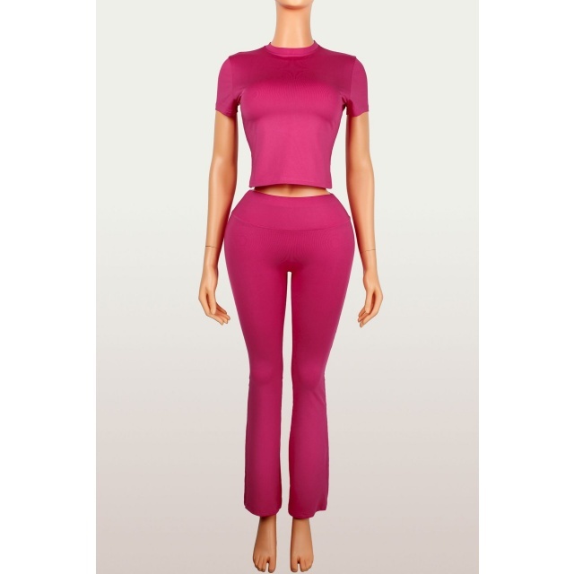 Solid Color Activewear Two Pieces Pant Set