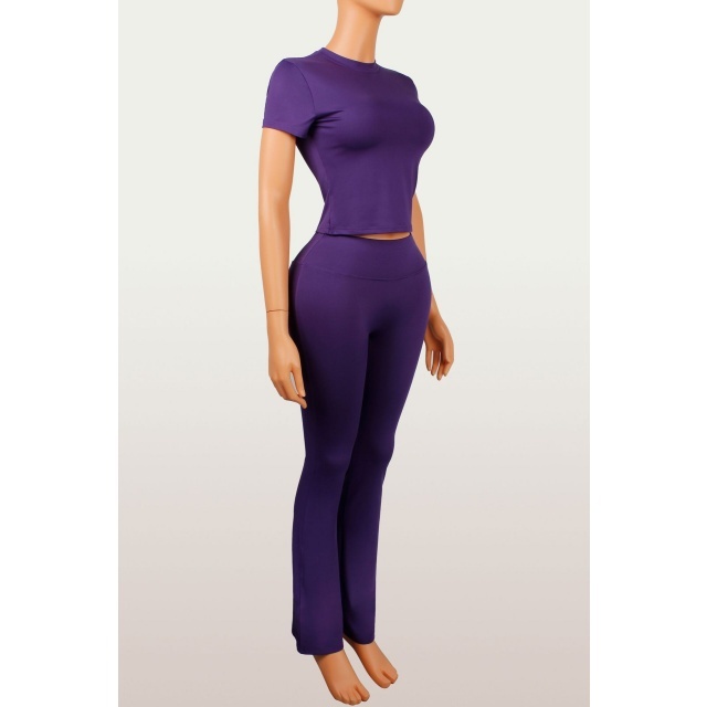 Solid Color Activewear Two Pieces Pant Set