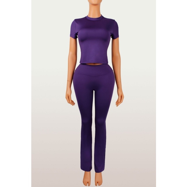 Solid Color Activewear Two Pieces Pant Set