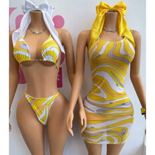 Yellow Fashion Beachwear Bikinis Set