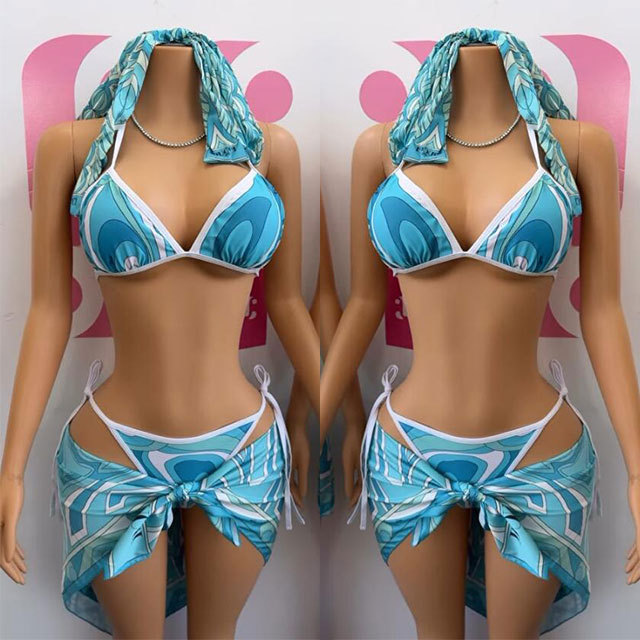 New Printed Fashion Bikinis Scarf Set