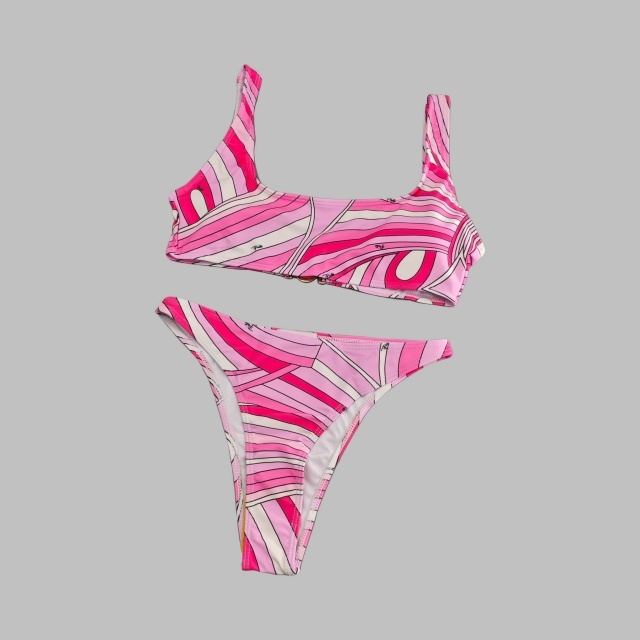 Beachwear Pink Tankinis Bikinis Set with Scarf