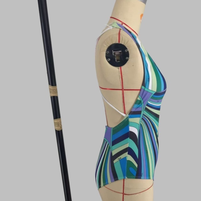 Contrast Printed V Neck One Piece Swimwear Scarf Set