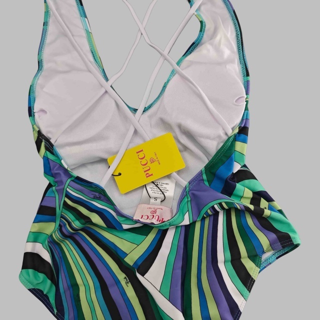 Contrast Printed V Neck One Piece Swimwear Scarf Set