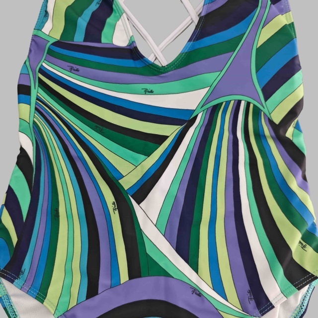 Contrast Printed V Neck One Piece Swimwear Scarf Set