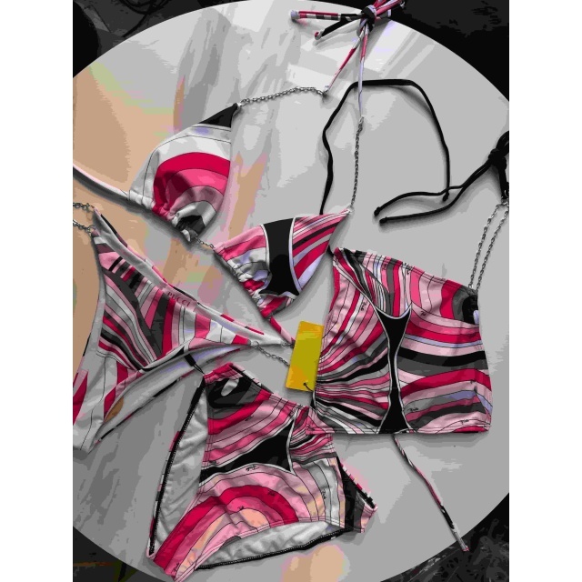 Pink Printed Fashion Beachwear Bikinis Set