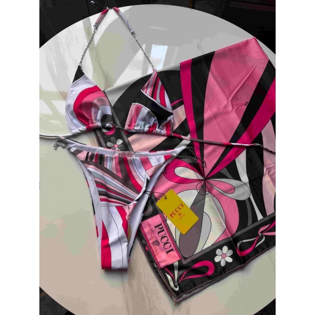 Pink Printed Fashion Beachwear Bikinis Set