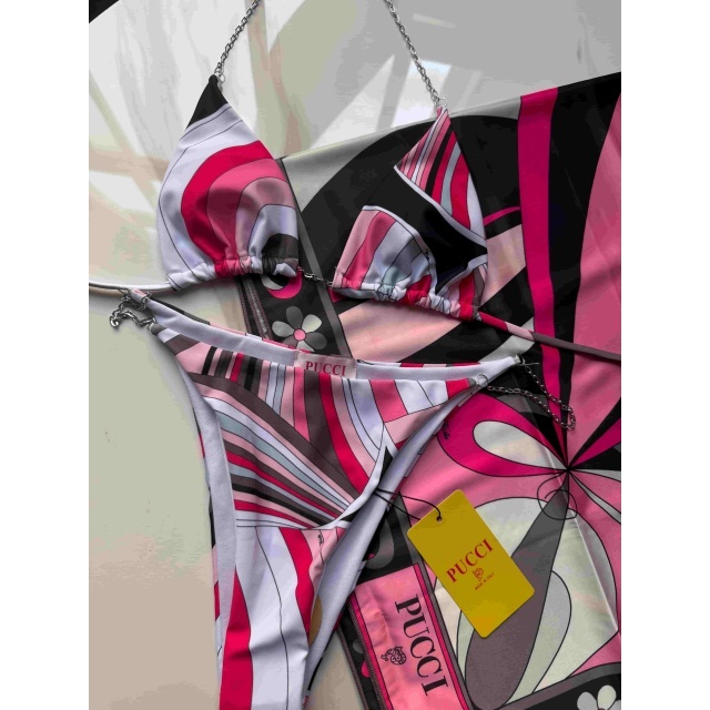 Pink Printed Fashion Beachwear Bikinis Set