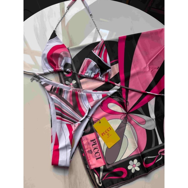 Pink Printed Fashion Beachwear Bikinis Set