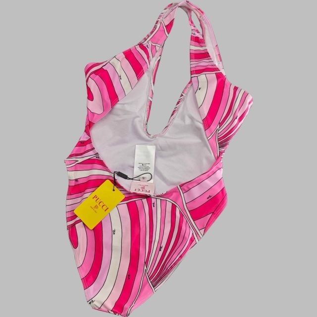 Pink Printed One Piece Swimsuit Scarf Set