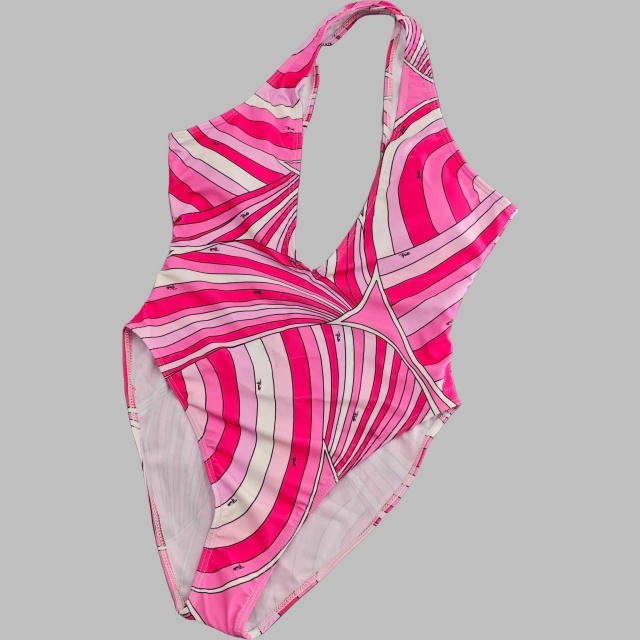Pink Printed One Piece Swimsuit Scarf Set